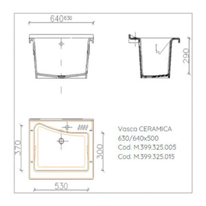 Mobile lavatoio 50x64 cm bianco con vasca in ceramica, fondo salvagoccia e asse in legno | Lavella
