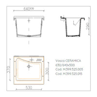 Mobile lavatoio 50x64 cm bianco con vasca in ceramica e asse in legno | Edilla