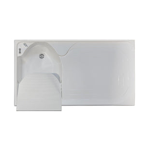 Mobile lavatoio 60x109 cm bianco con vasca in termoplastico, fondo salvagoccia e asse in termoplastico | Lavella