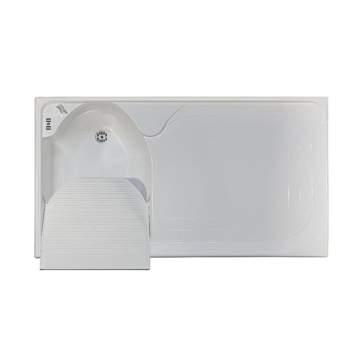 Mobile lavatoio 60x109 cm bianco con vasca in termoplastico, fondo salvagoccia e asse in termoplastico | Lavella