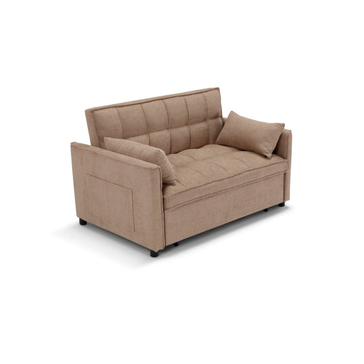 Divano letto modello PALERMO con 2 cuscini, massima imbottitura, design adatto per ambienti classici e moderni, colore Tortora