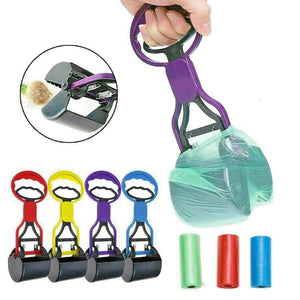 Paletta raccogli feci per cani gatti pinza con manico + 150 sacchetti Art.6118