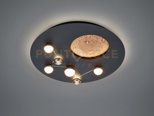 ZODIAC PLAFONIERA A LED 42W 5100lm, 2300+3000+4000K METALLO NERO E CAFFE' EFFETTO LUNARE CON REGOLAZIONE INTENSITA' E TEMPERATURA DI COLORE CON INTERRUTTORE D. 50CM