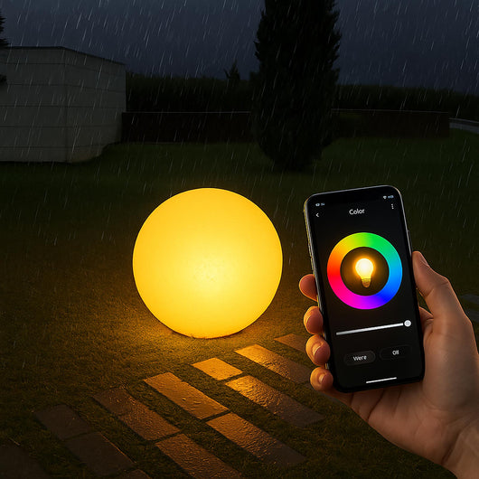 Lampada terra decorativa sfera luce colorata LED E27 6W RGB WiFi palla luminosa IP65 decorazione giardino sala eventi piscina controllo vocale 30CM