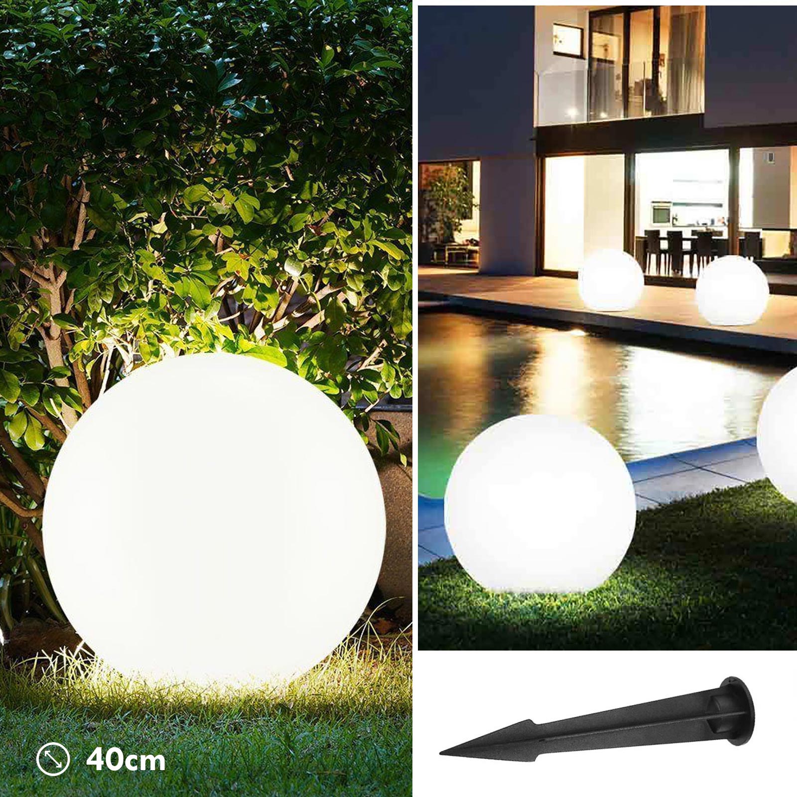 Lampada da terra decorativa sfera luce LED E27 palla luminosa IP65 decorazione giardino prato sala eventi bordo piscina 40CM SENZA LAMPADA