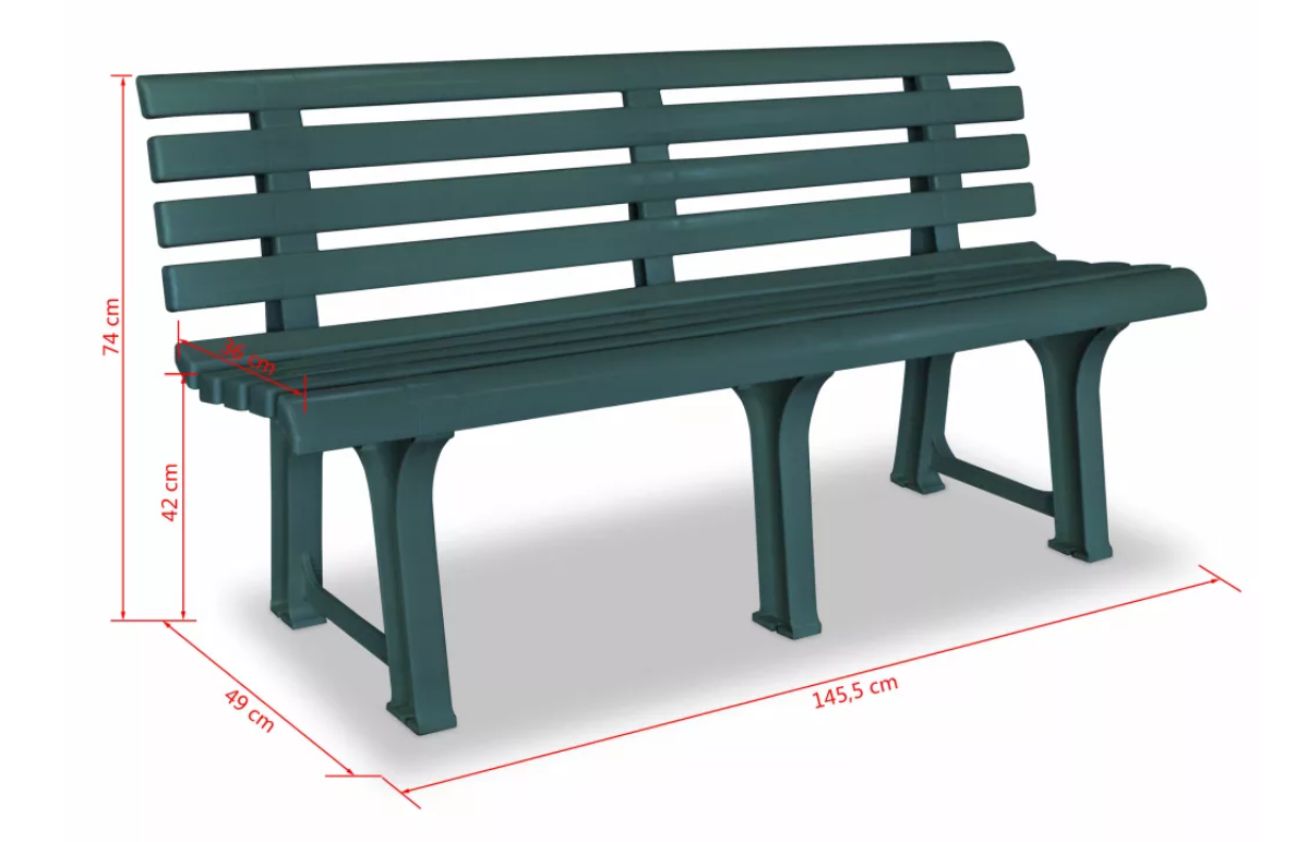 Panchina 3 Posti Da Esterno E Interno, Panchina Da Giardino In Plastica, Comoda E Resistente colore verde Tomaino