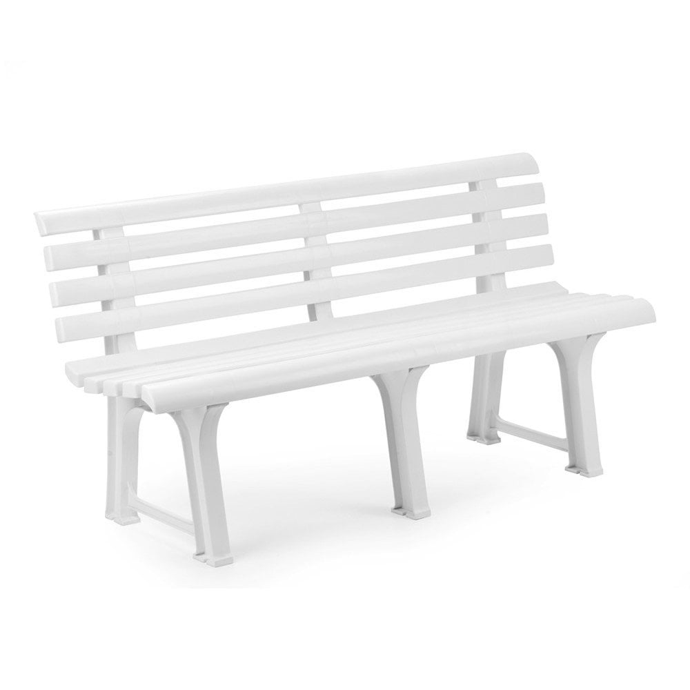 Panchina 3 Posti Da Esterno E Interno, Panchina Da Giardino In Plastica, Comoda E Resistente colore bianco Tomaino