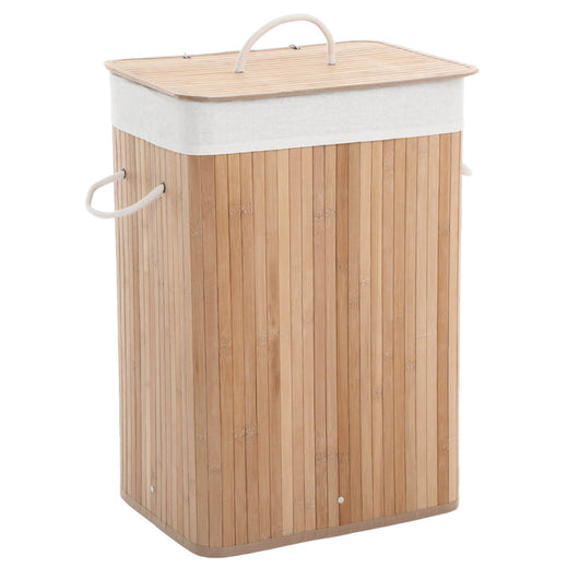 Cesto portabiancheria in bambù da 72 litri pieghevole con sacco portabiancheria rimovibile e lavabile colore beige naturale 12_0006711