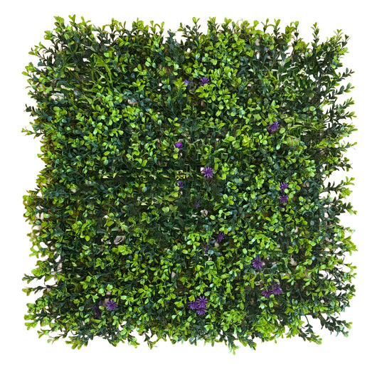 Pannelli Verde Verticale 50×50 cm Ultra-realistici e folti, per interno/esterno BOSSO E FIORI VIOLA - Eternal Parquet