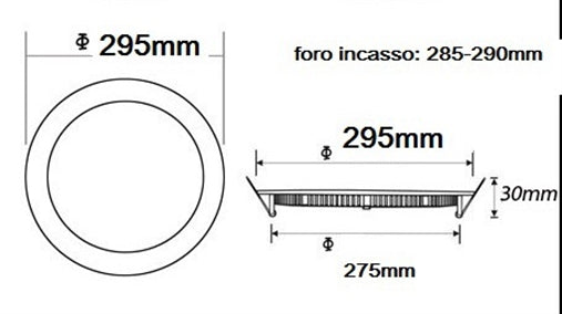 Pannello LED 24w Incasso Rotondo Luce Bianca 6500k