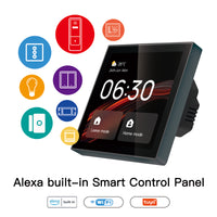 Pannello di Controllo Smart Home, Alexa Incorporato, Touchscreen 4", Automatizione per Prodotti Tuya Smart Life, Hub Zigbee 3.0 Incorporato e Gateway BLE SIG Mesh, 86X86mm, da Incasso Scatola 502