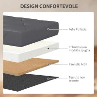 Panca Contenitore Pieghevole da 84L, Coperchio Imbottito e Rivestimento Finta Pelle, 76x38x38cm, Grigio