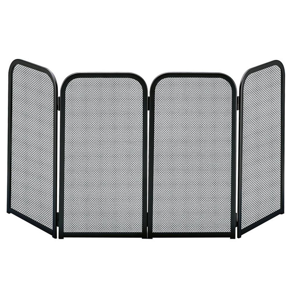 Parascintille acciaio nero 4 ante camino h.48x105 cm.  Made in Italy