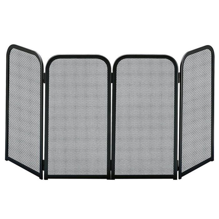 Parascintille acciaio nero 4 ante camino h.48x105 cm.  Made in Italy