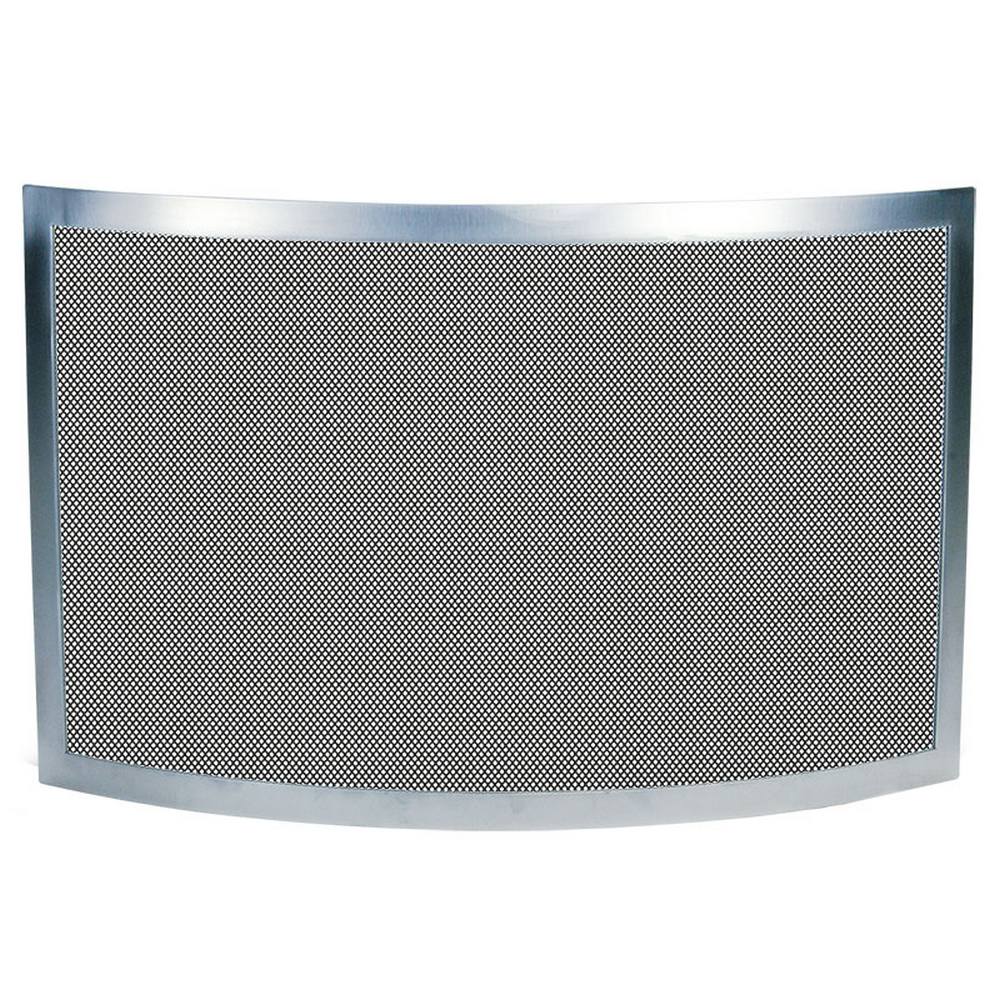 Parascintille camino acciaio inox curvo con rete nera h.48x75 cm.  Made in Italy