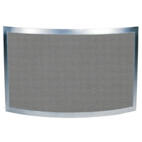 Parascintille camino acciaio inox curvo con rete nera h.48x75 cm.  Made in Italy