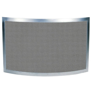 Parascintille camino acciaio inox curvo con rete nera h.48x75 cm.  Made in Italy