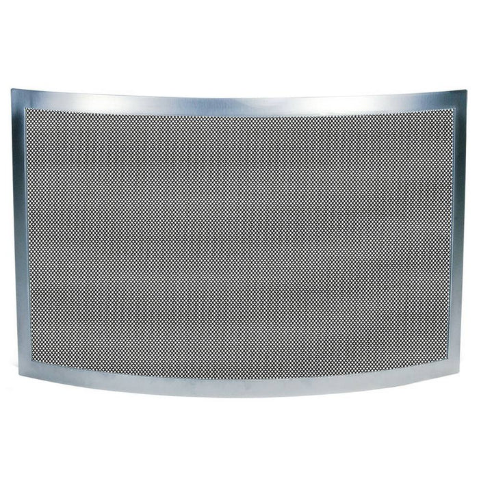 Parascintille camino acciaio inox curvo con rete nera h.48x75 cm.  Made in Italy