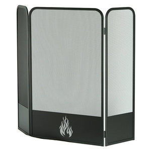 Parastufa nero 3 ante con rete e lamiera h. 80 x 100 cm.  Made in Italy