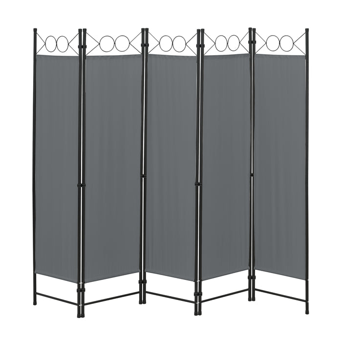Paravento/Separè Decorativo per Interni/Balcone, 171 x 200 cm (AxL) Divisorio a 5 Pannelli per Camera da Letto/Studio