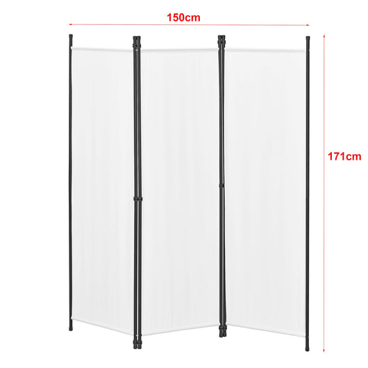 Schermo divisorio per la privacy a 3 pannelli 171 x 150 cm bianco 03_0008053