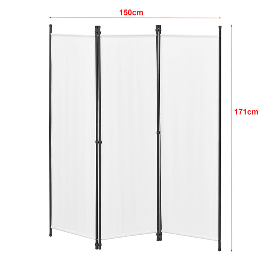 Paravento Huesca a 3 Pannelli Separé con Struttura Pieghevole (LxA) 150 x 171 cm - Bianco [en.casa]