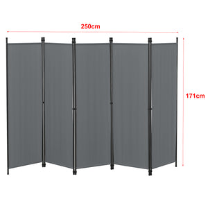 Paravento/Separè per Interni/Balcone, 171 x 250 cm (AxL) Divisorio a 5 Pannelli per Camera da Letto/Studio Medico -