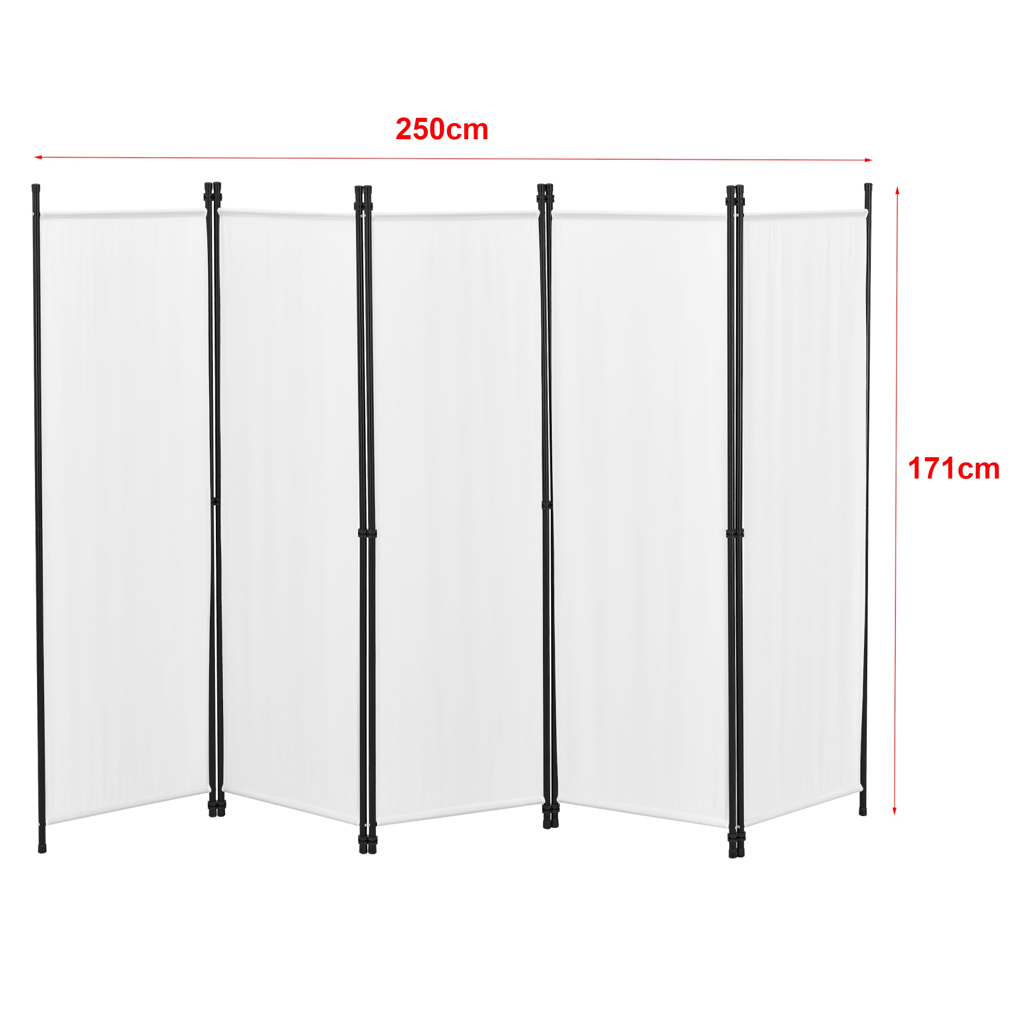 Paravento/Separè per Interni/Balcone, 171 x 250 cm (AxL) Divisorio a 5 Pannelli per Camera da Letto/Studio Medico -