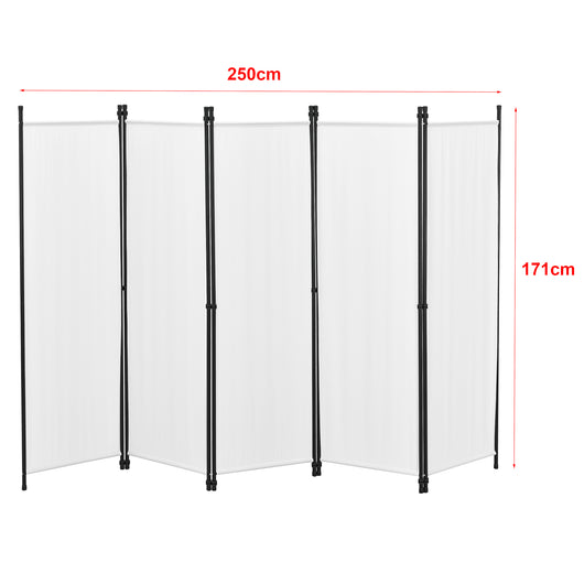 Paravento/Separè per Interni/Balcone, 171 x 250 cm (AxL) Divisorio a 5 Pannelli per Camera da Letto/Studio Medico -