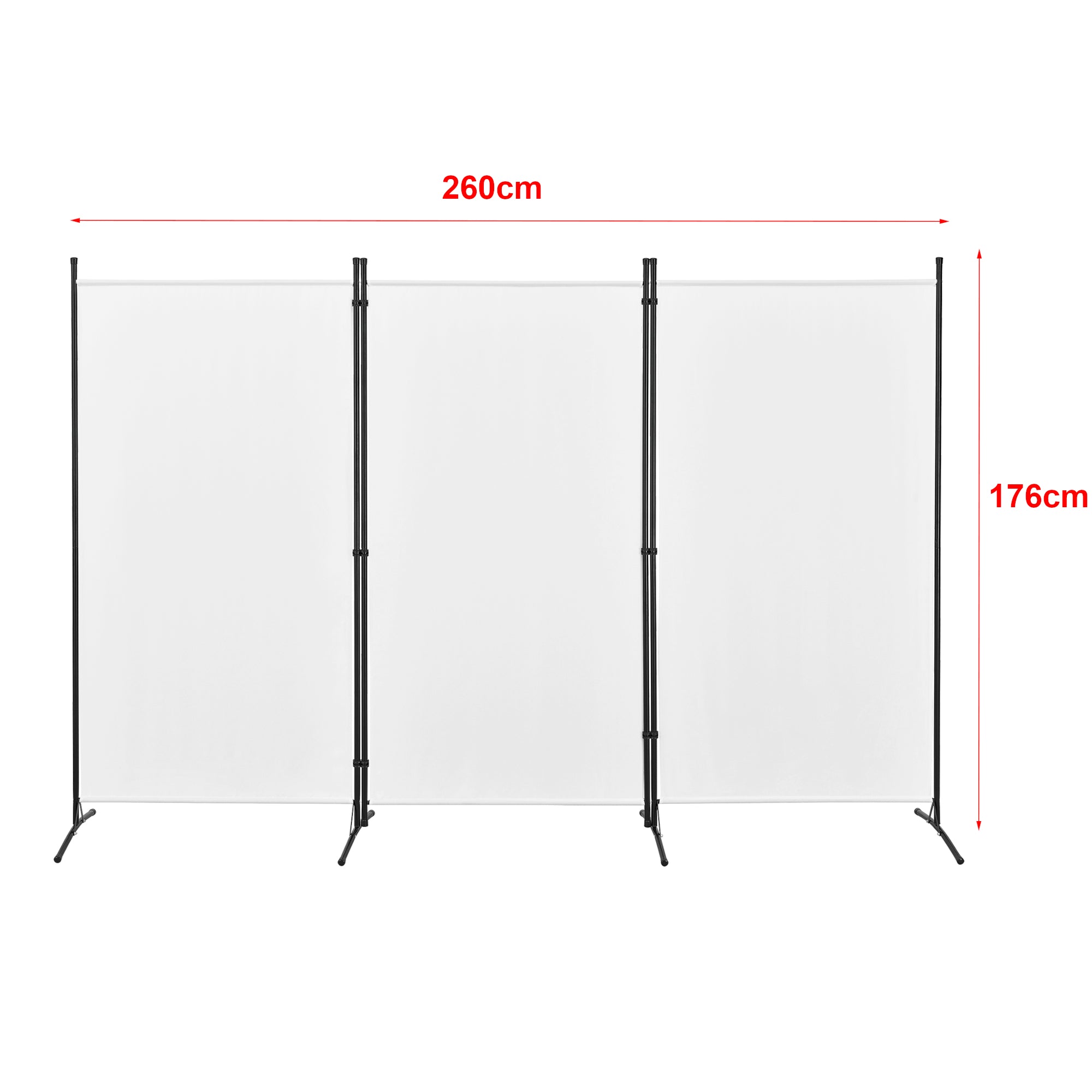 Paravento/Separè per Interni/Balcone - 176 x 260 cm (AxL) - Divisorio a 3 Pannelli per Soggiorno/Camera da Letto/Ufficio