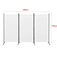 Paravento/Separè per Interni/Balcone - 176 x 260 cm (AxL) - Divisorio a 3 Pannelli per Soggiorno/Camera da Letto/Ufficio