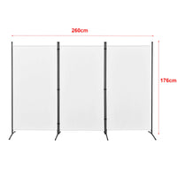 Schermo divisorio per la privacy a 3 pannelli 176 x 260 cm bianco 03_0008057