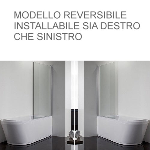 Parete Sopravasca Battente in Cristallo 5mm Trasparente 86cm h140cm YOANA