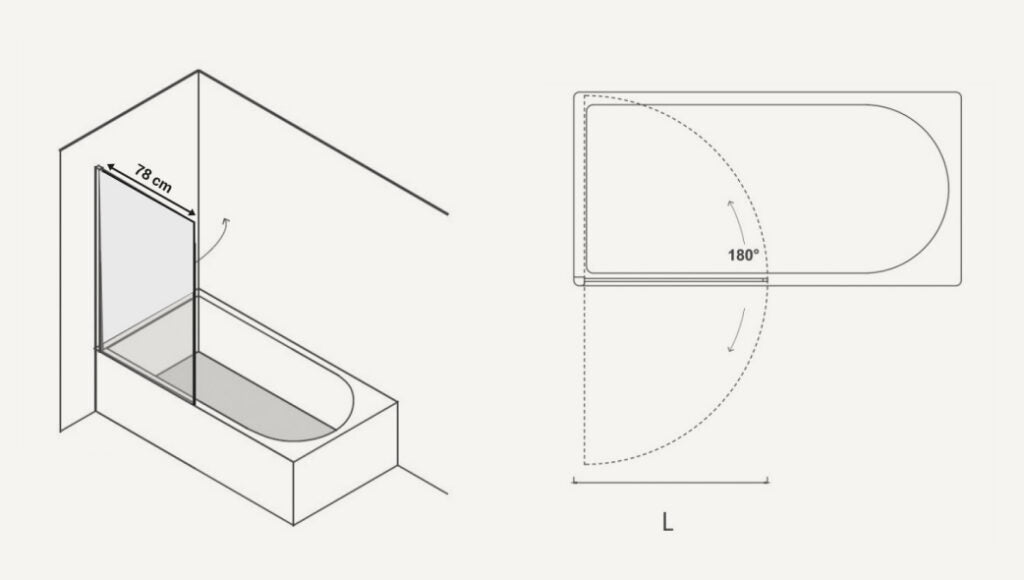 Parete Sopravasca Battente in Cristallo 5mm Trasparente 86cm h140cm YOANA
