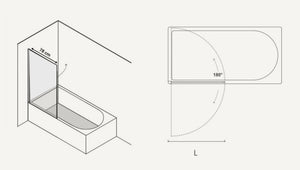 Parete Sopravasca Battente in Cristallo 5mm Trasparente 86cm h140cm YOANA