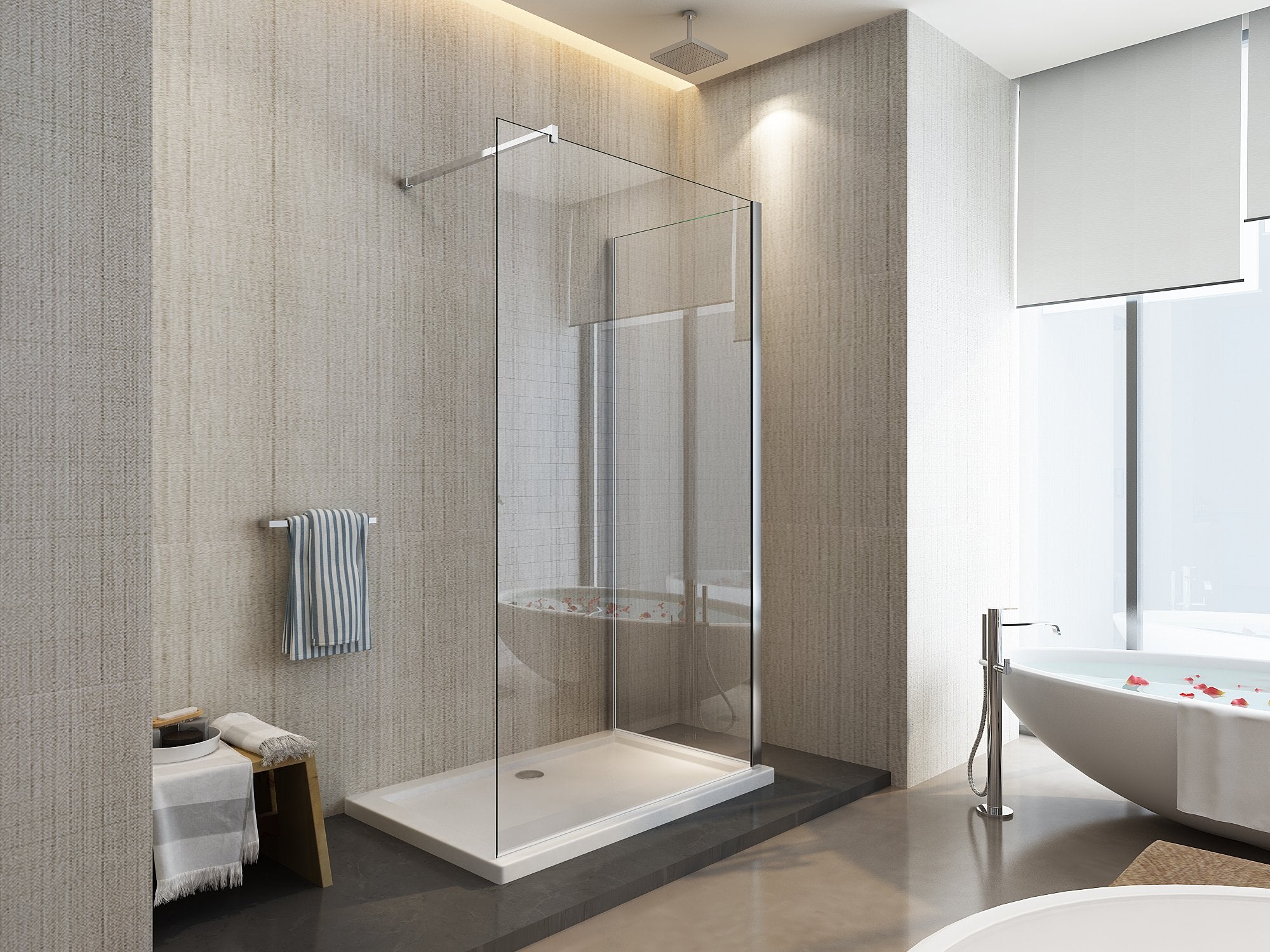 Parete doccia Walk-in due lati cristallo 8mm trasparente anticalcare h.200cm Sicena Vision Duo 70x100 cm