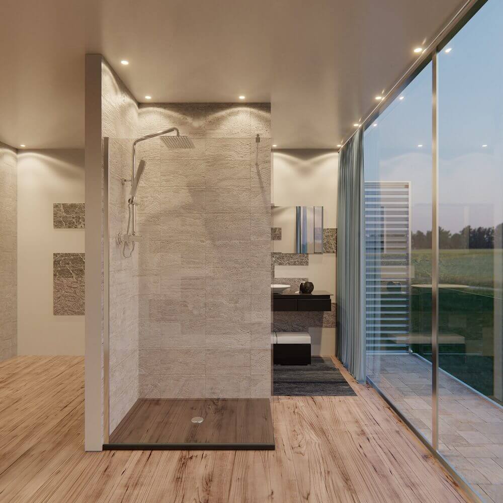 Parete Doccia Walk-In H195cm Cristallo Trasparente 8mm Anticalcare - 70 cm