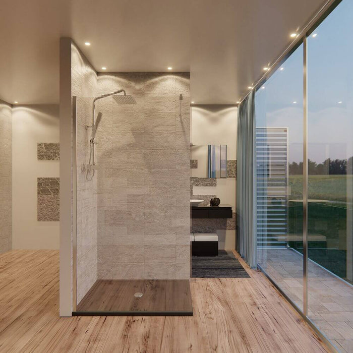 Parete Doccia Walk-In H195cm Cristallo Trasparente 8mm Anticalcare - 100 cm