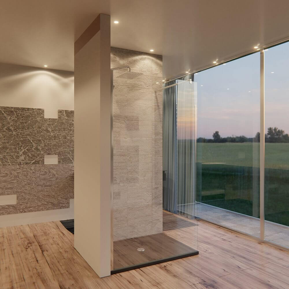 Parete Doccia Walk-In H195cm Cristallo Trasparente 8mm Anticalcare - 70 cm