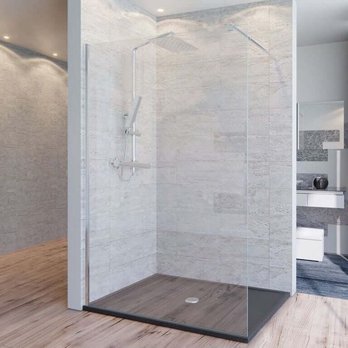 Parete Doccia Walk-In H195cm Cristallo Trasparente 8mm Anticalcare - 110 cm