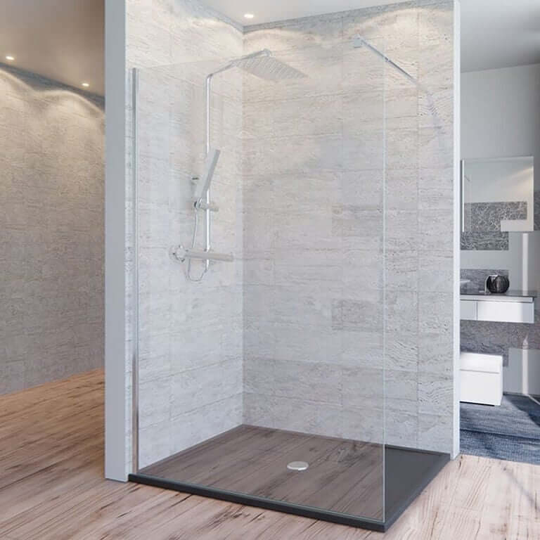 Parete Doccia Walk-In H195cm Cristallo Trasparente 8mm Anticalcare - 90 cm