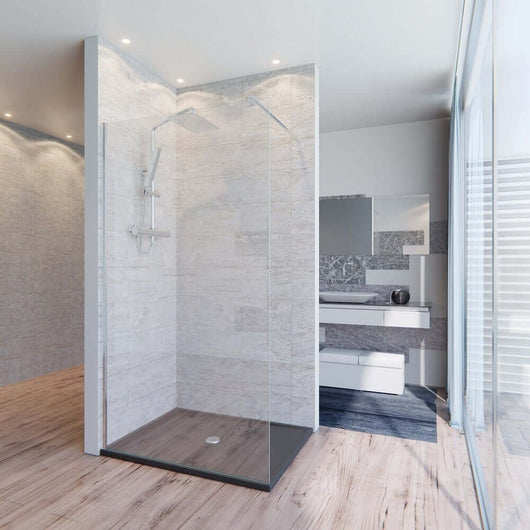 Parete Doccia Walk-In H195cm Cristallo Trasparente 8mm Anticalcare - 140 cm