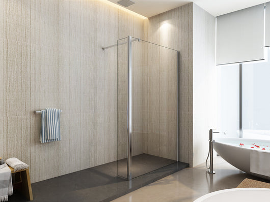 Parete doccia walk-in con antina girevole para schizzi laterale, cristallo 8mm trasparente H.200 Sicena Delifia Trasparente 8mm,70 + Antina 30 cm