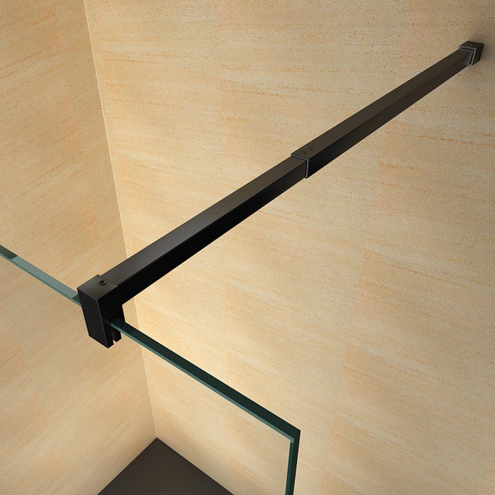 Parete doccia walk in cristallo 8mm 140cm H 195 profilo Nero BERNA