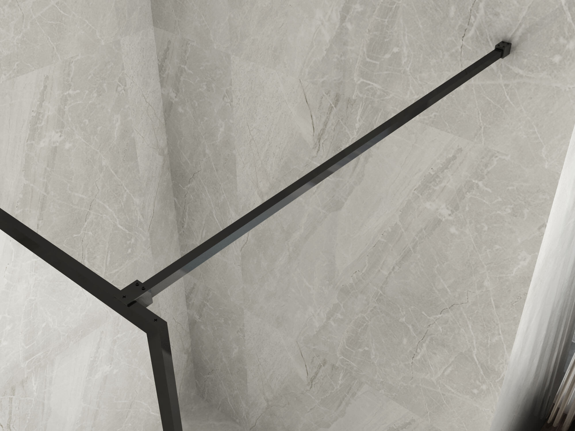 Parete Doccia Walk In H195cm 8mm Framed Profili Neri - 140 cm