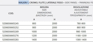 Parete Walkin H200cm Opaca 8mm Anticalcare Profili Cromo - 80 cm