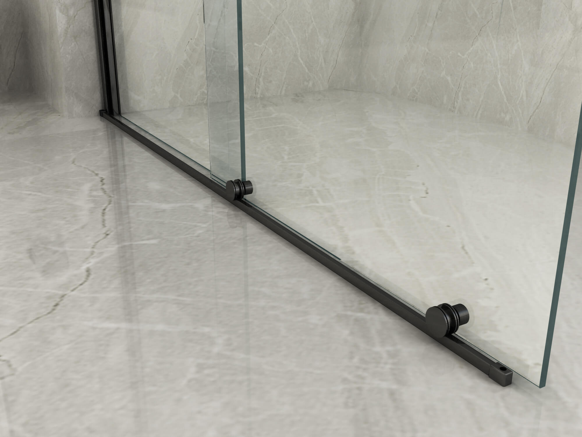 Parete Doccia Walk-In Scorrevole Profili Neri 8mm H195cm - 140 cm