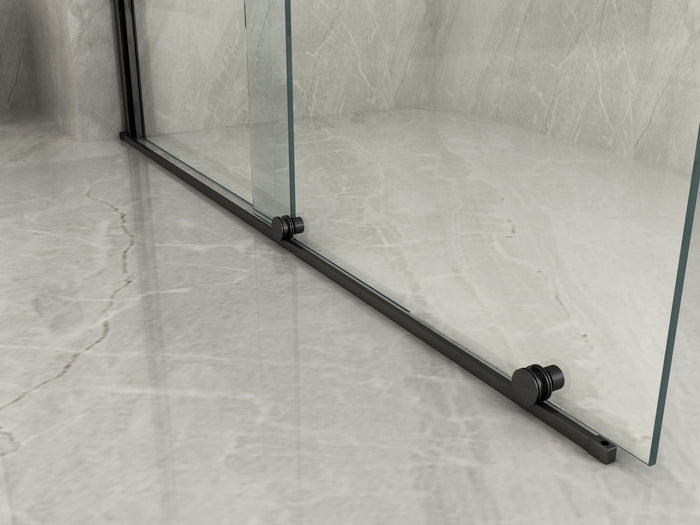 Parete Doccia Walk-In Scorrevole Profili Neri 8mm H195cm - 140 cm