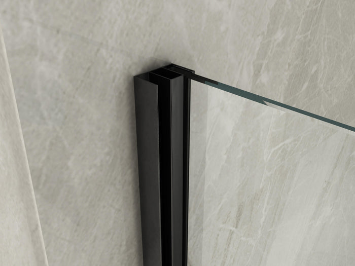 Parete Doccia Walk-In Scorrevole Profili Neri 8mm H195cm - 140 cm