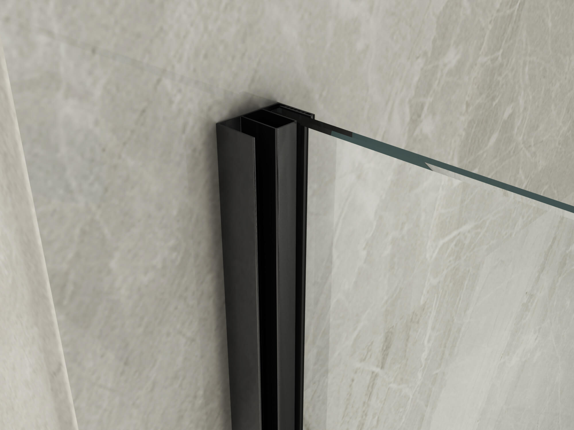 Parete Doccia Walk-In Scorrevole Profili Neri 8mm H195cm - 180 cm